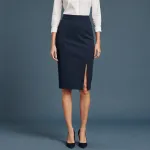 navy blue knee-length pencil skirt image